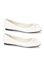 ADULT WOMENS WHITE BALLET FLATS TIN WOMAN SHOES COSTUME ACCESSORY - Picture 1 of 14