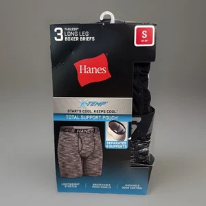 Mens 3-Pack Hanes X-Temp Total Support Pouch Tagless Long Leg Boxer Briefs S - Picture 1 of 1