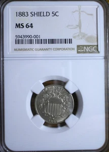 NICE 1883 MS64 SHIELD NICKEL - NGC - Picture 1 of 2