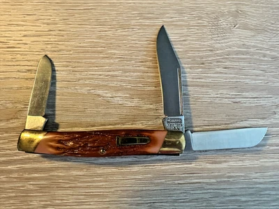 Navaja de bolsillo plegable de tres hojas vintage Camillus USA Rimfire Classic 1998 Foto 1 de 4
