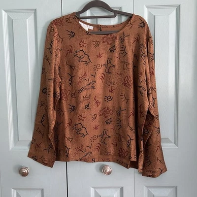 Новый Aura женщин Artsy богемное Western блузка верхний средний длинным рукавом винтажный Y2K - Изображение 1 из 4