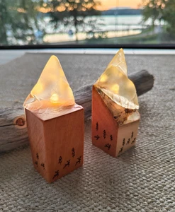 Handmade Maple Wood Ambient Lamp – Rustic LED Table Light Nordic Design, 2pcs - Picture 1 of 10