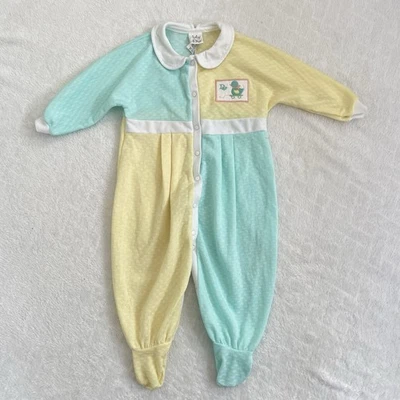 Baby Dior Vintage Romper Babygrow Bodysuit All in One Sz L 18-23 LBS Blue Yellow - Image 1 of 4