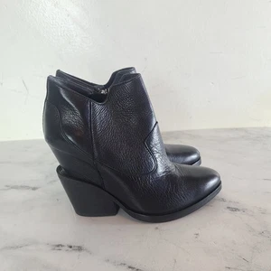 ASH Chelsea Lula Cuña Tobillo Cuero Negro Funky Botín 6.5 Nuevo con Etiquetas - Imagen 1 de 7