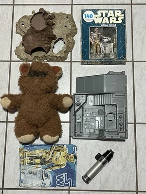 星球大战复古批量 ROTJ 动作玩具套装 Dagobah Wicket Ewok 拼图光剑 — 第 1/4 张图片