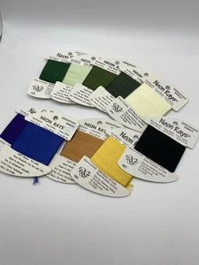 Rainbow Gallery Neon Rays Needlepoint Ribbon Rayon 10 Cards 10 yards Gold Green - Picture 1 of 8
