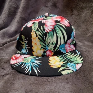Cappello MALIBU floreale tropicale nero regolabile taglia adulto cappello baseball flat bill - Foto 1 di 8