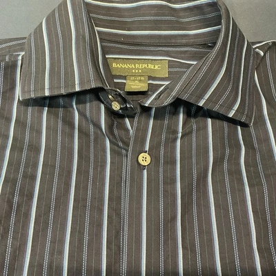 BANANA REPUBLIC Men’s Dress Shirt w/ French Cuffs Size XL (17-17 1/2) Dark Blue - Image 1 of 4