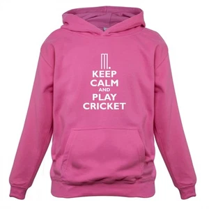 Keep Calm and Play Cricket - Kids Childrens Hoodie World Cup Ashes Twenty20 T20 - Picture 1 of 6