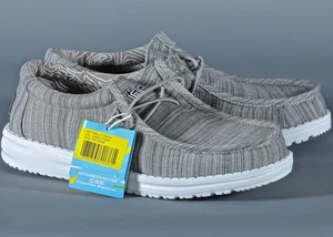 HEY DUDE WALLY YOUTH LINEN STONE leichte Slipper Jungen Schuhgröße Y1L2 - Bild 1 von 3