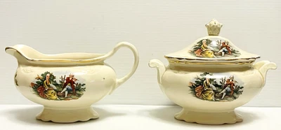 Crema y azucarero Homer Laughlin Virginia Rose hecho en EE. UU. K 50 N8/K 51 N8 Foto 1 de 4