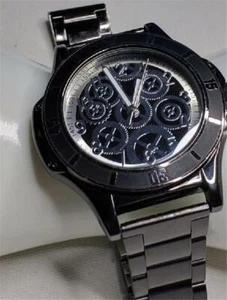Men's Watch Wristwatch Larger Size Gears on Face Bold Fashion Masculine Black - Picture 1 of 4