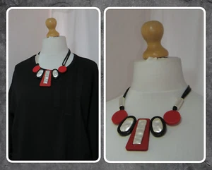 NEU MIT ETIKETT, SCHRULLIG, ARTY, LAGENLOOK, STATEMENT, DUNKELROT & SCHWARZ, HARZ, HALSKETTE - Bild 1 von 15
