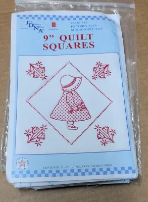 Jack Dempsey Aguja Arte Sun Bonnet Sue Edredón 9" Edredón Cuadrados x12 Patrón #239 Foto 1 de 4