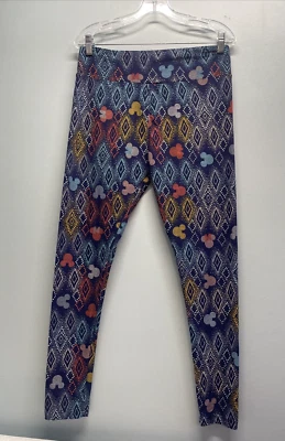 Leggings Lularoe Altos y Curvilíneos Disney Mickey Mouse Azul Naranja Amarillo Diamante Foto 1 de 4