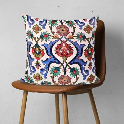 Tulip Tile Tapestry Pillow Cover Sofa Couch Gobelin Floral Cushion Case 17x17" - Image 1 of 4