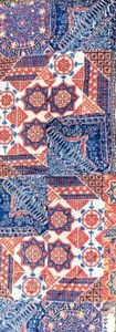 The Company Store Navy, Burnt Sienna & Cream Handcrafted Queen Cotton Quilt-New - Picture 1 of 4