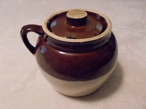 Vintage Pottery Bean Pot Stoneware USA Made Brown and Tan Glaze Color - Picture 1 of 8