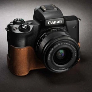 Media cubierta de cuero genuino hecha a mano para cámara bolsa para Canon EOS M50 mark ii - Imagen 1 de 13