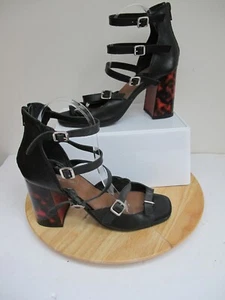 MISS SELFRIDGE Black Leather Sandals Strappy Block Heel Size 5 / 38 Ex Condition - Picture 1 of 7
