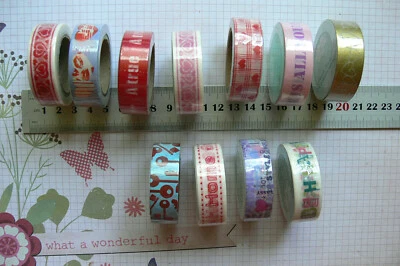Great Quality WASHI TAPE - 15mm Wide 10 Metres Long - 11 Asst Choice Green Tara - image 1 of 3