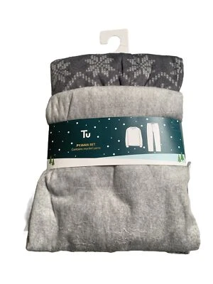 MENS TU GREY SOFT TOUCH LONG SLEEVE LONG LEG SNOWFLAKE PJS PYJAMAS BNWT XXXL 3XL - Image 1 of 4
