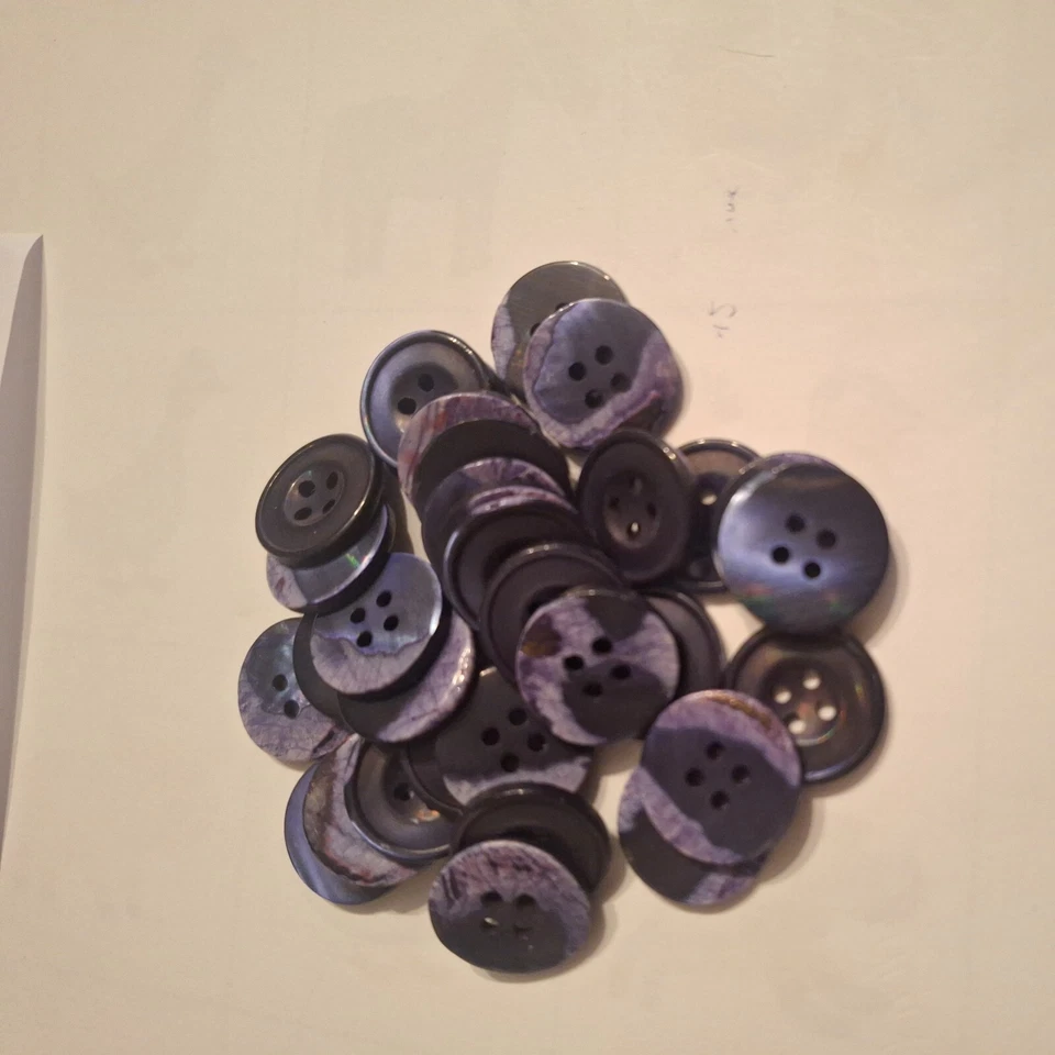 10er Set, Perlmutt Knöpfe farbig Lila schimmernd  20,3 mm, 32" Konvolut - Bild 1 von 1