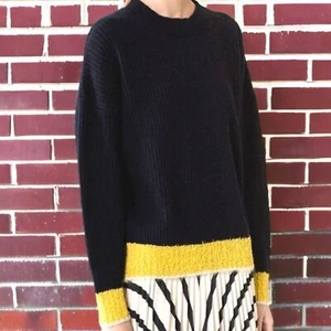 Suéter Vanessa Bruno Azul Marino con Banda Amarilla Mezcla Lana/Alpaca ~ $334 - Imagen 1 de 7