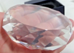 crystal trophy unetched flat fauceted edge magnifier paper weight - Picture 1 of 3