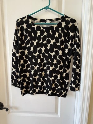 Suéter J.Crew Nuevo sin Etiquetas 100% Lana Punto Negro y Crema - Talla M Foto 1 de 4