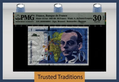 TT PK 157Ad 1997-99 FRANCE BANQUE DE FRANCE 50 FRANCS PMG 30 EPQ VERY FINE - Image 1 of 2