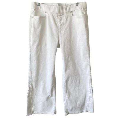 ISAAC MIZRAHI LIVE NWOT White Wide Leg Capri Pants Size 10P Pull On Stretch - Image 1 of 4