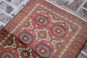 Antique Afghan Baluchi Geometric Rug 3x5 Handmade Sarooq Faded Wool Area Carpet - Picture 1 of 11