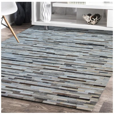 Handmade Multicolor Patchwork Rug, Cow-Hide Area Rugs, Handmade Leather Carpet - Image 1 of 4