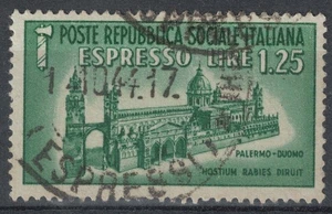 ITALIA RSI 1944 Monumenti distrutti, espresso us - Imagen 1 de 2