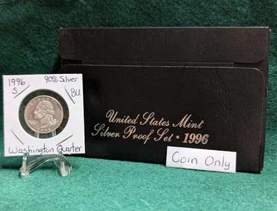 1996-S Silver Washington Quarter uncirculated from Silver Proof Set - Image 1 of 2