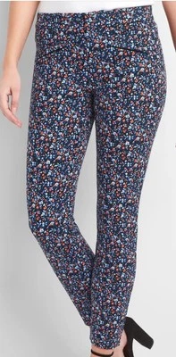 Pantalones al tobillo ajustados Gap para mujer azul marino blanco floral firma talla 8 regular Foto 1 de 4