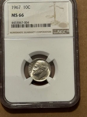 1967 ROOSEVELT DIME NGC MS66 - Image 1 of 2