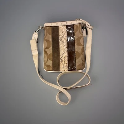 Bolsa tiracolo COACH BROWN OPTIC/couro/camurça e pele de cobra swing - Imagem 1 de 4