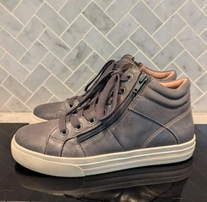 Taos Footwear Winner Gray Steel Leather Lace Up Boots Zipper Women’s Size 9 US - Picture 1 of 12
