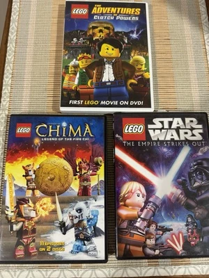 Lego Lot Of 3 DVDs - Star Wars - Legends Of Chima & The Adventures Of Clu.Powers - Image 1 of 4