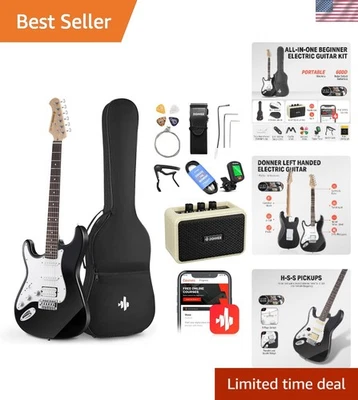39 Inch Left-Handed Electric Guitar Kit Solid Body Black Lefty Beginner Set F... - Image 1 of 4