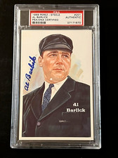 1989 AL BARLICK PEREZ-STEELE #201 AUTOGRAPHED SIGNED POST CARD.  HALL OF FAME.