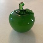 Vintage Hand Blown Art Glass Green Apple Murano Style Fruit Home Decor Life Size