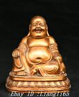 8" Alte Buddhismus Kupfer Vergoldet Glckliches Lachen Maitreya Buddha Statue