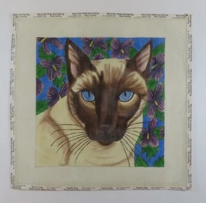 HANDPAINTED NEEDLEPOINT Siamese Cat Face (63) - Picture 1 of 1