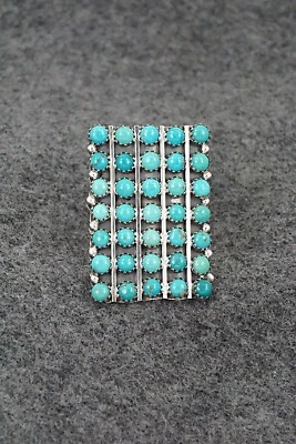Turquoise & Sterling Silver Ring - Kenny Lonjose - Size 9.5 - Image 1 of 4