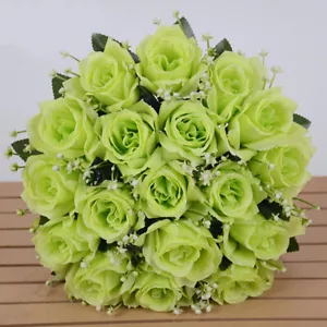 18 Heads Silk Rose Artificial Flowers Fake Bouquet Wedding Home Party Decor - Picture 1 of 35