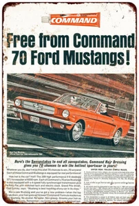 Letrero de metal Win a Mustang from Command 1965 reproducción de aspecto vintage 8 x 12 - Imagen 1 de 1