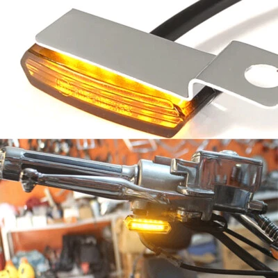 2Pcs Mini Motorcycle LED Turn Signal Blinker Handlebar Light For Harley Davidson - Image 1 of 4